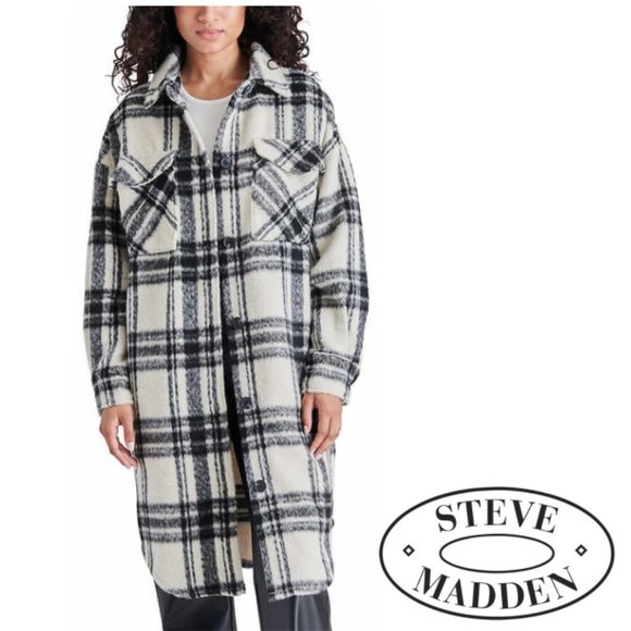 Steven Madden Women's Eldridge Plaid Shirt Jacket Black Size Small main image 0